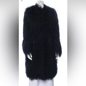 Ralph Lauren Purple Label Made Italy Black Shearling Fur coat S Small 4 6 M Med